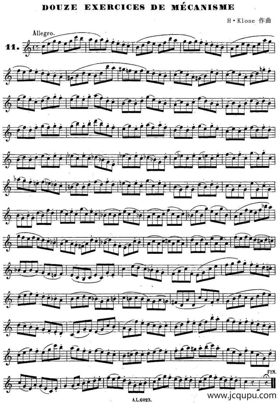 H·Klose练习曲（douze exercices de mecanisme—11）简谱
