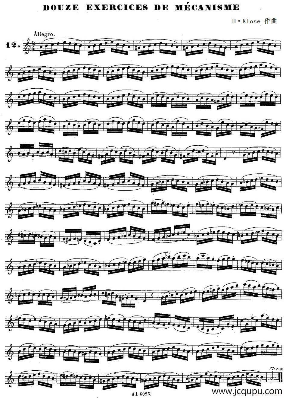 H·Klose练习曲（douze exercices de mecanisme—12）简谱