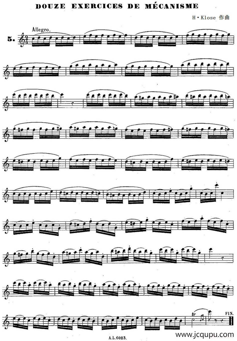 H·Klose练习曲（douze exercices de mecanisme—5）简谱