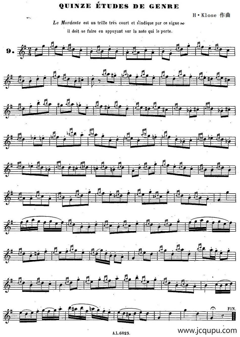 H·Klose练习曲（Quinze etudes de genre—9）简谱
