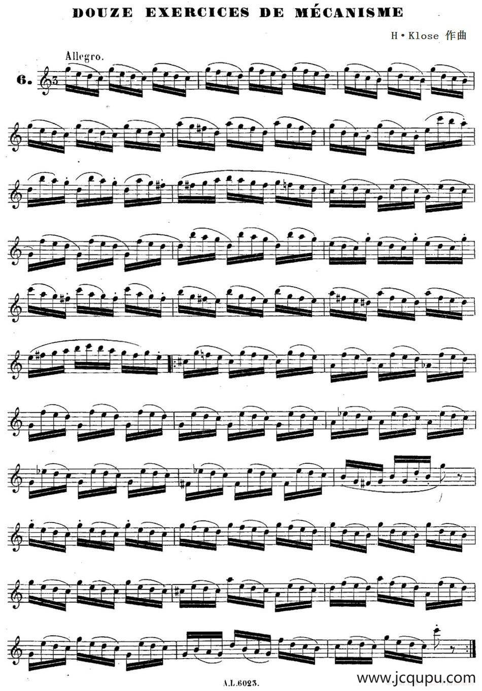 H·Klose练习曲（douze exercices de mecanisme—6）简谱