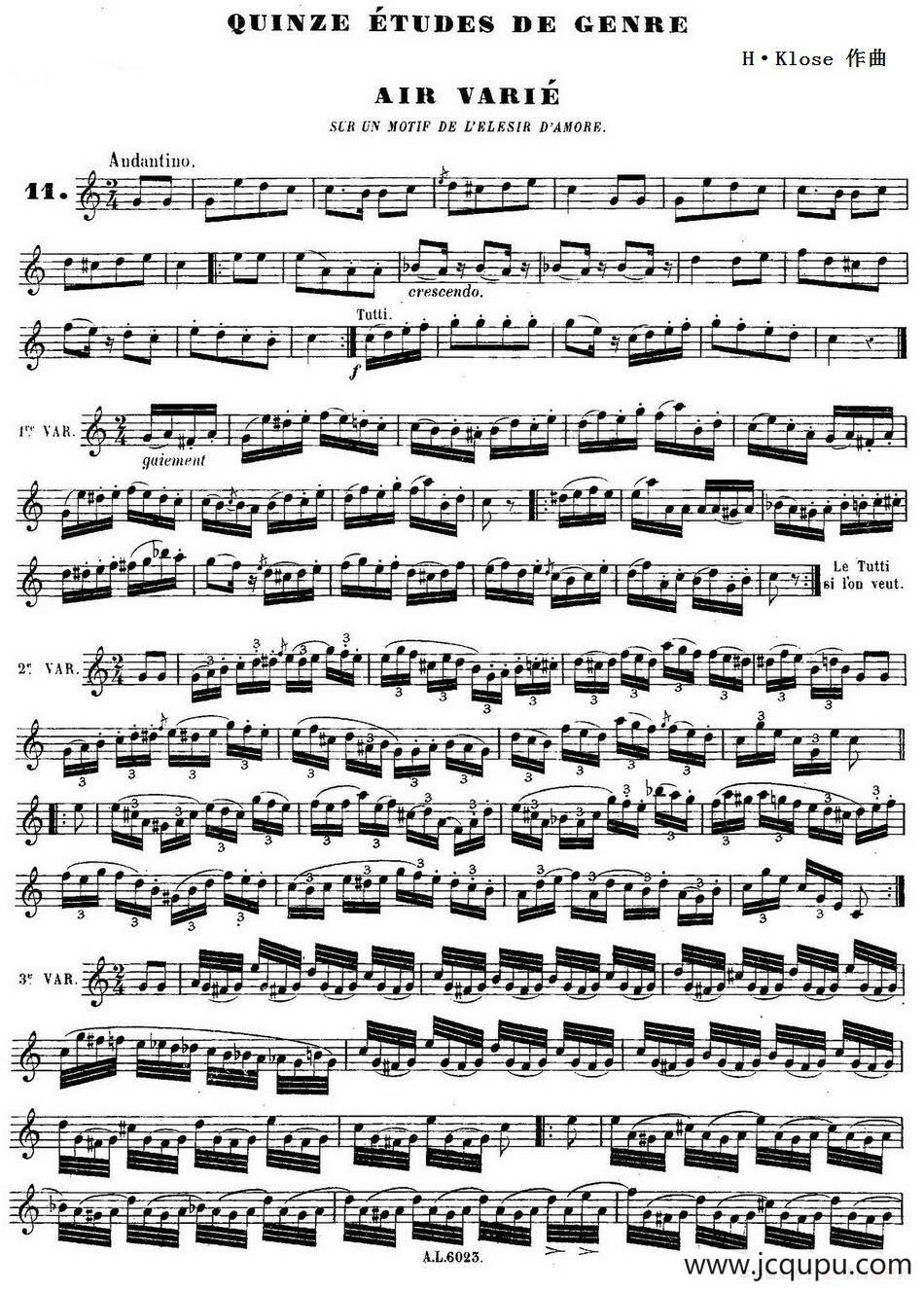 H·Klose练习曲（Quinze etudes de genre—11）简谱