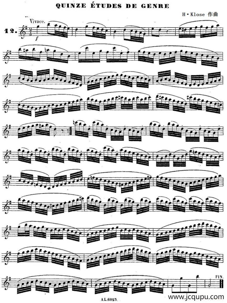 H·Klose练习曲（Quinze etudes de genre—12）简谱