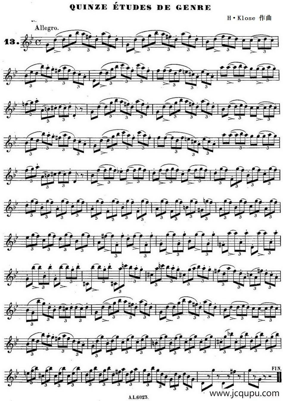 H·Klose练习曲（Quinze etudes de genre—13）简谱