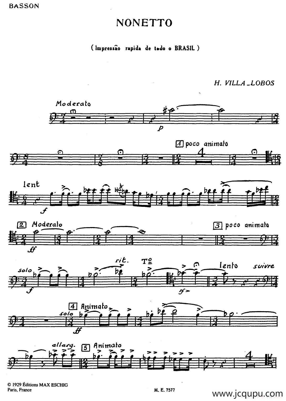 Nonetto（巴松分谱）简谱