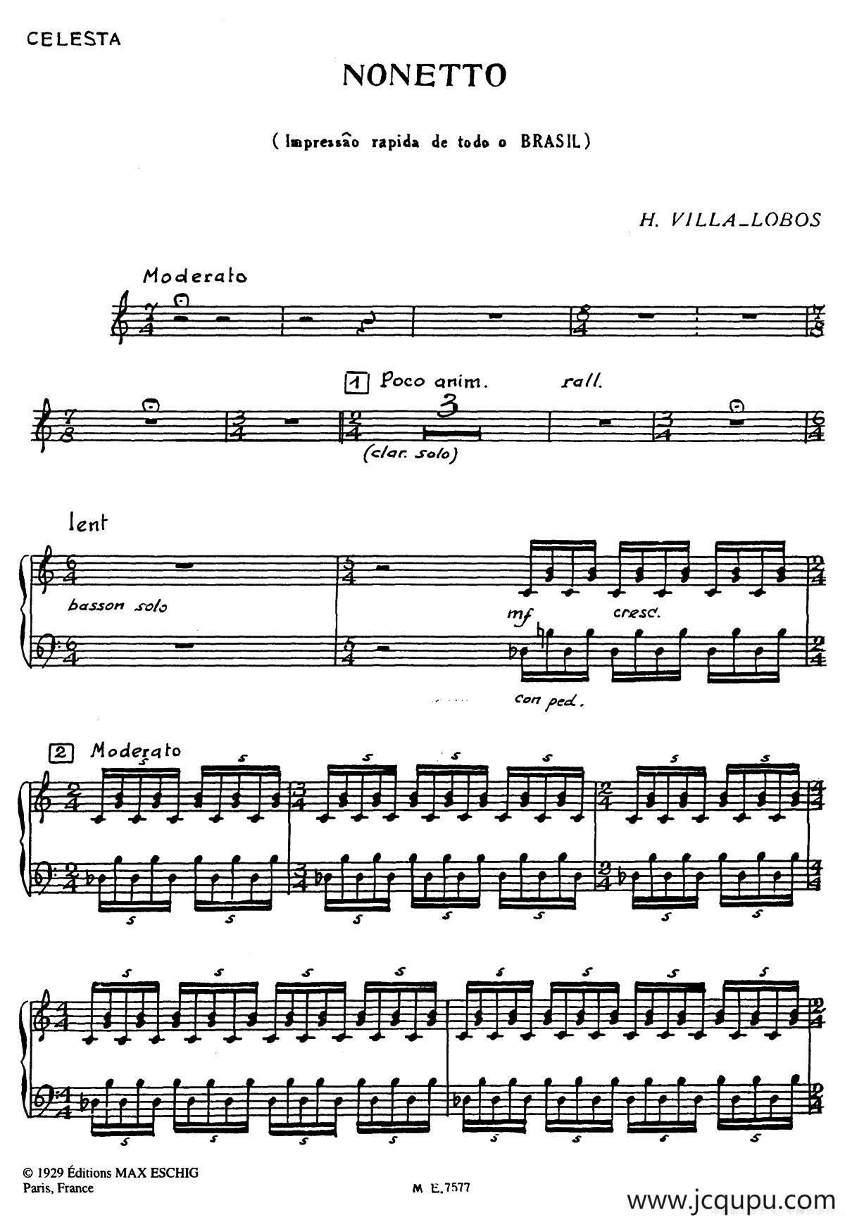 Nonetto（钢片琴分谱）简谱