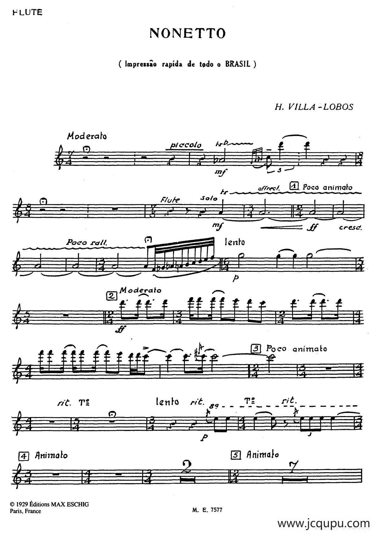 Nonetto（长笛分谱）简谱