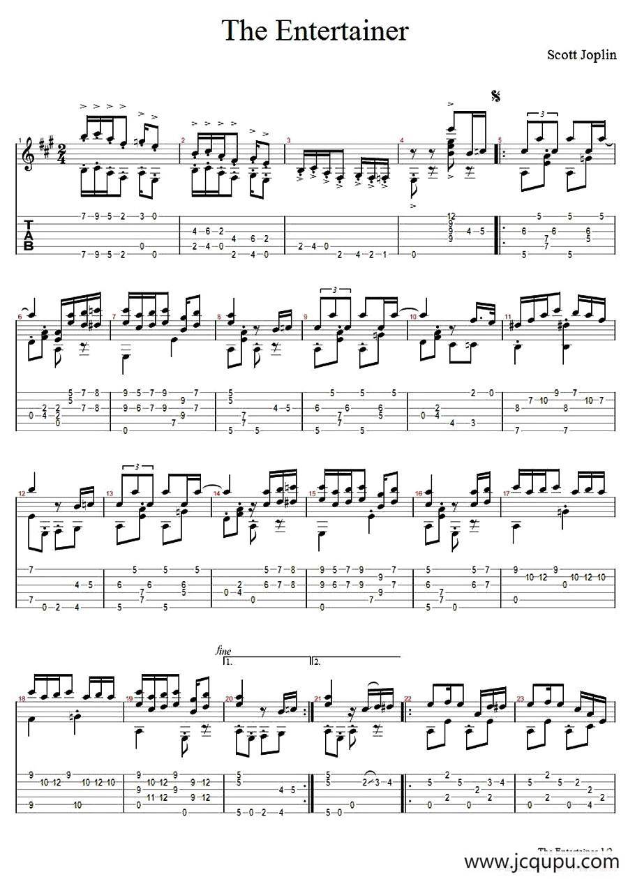 The Entertainer简谱