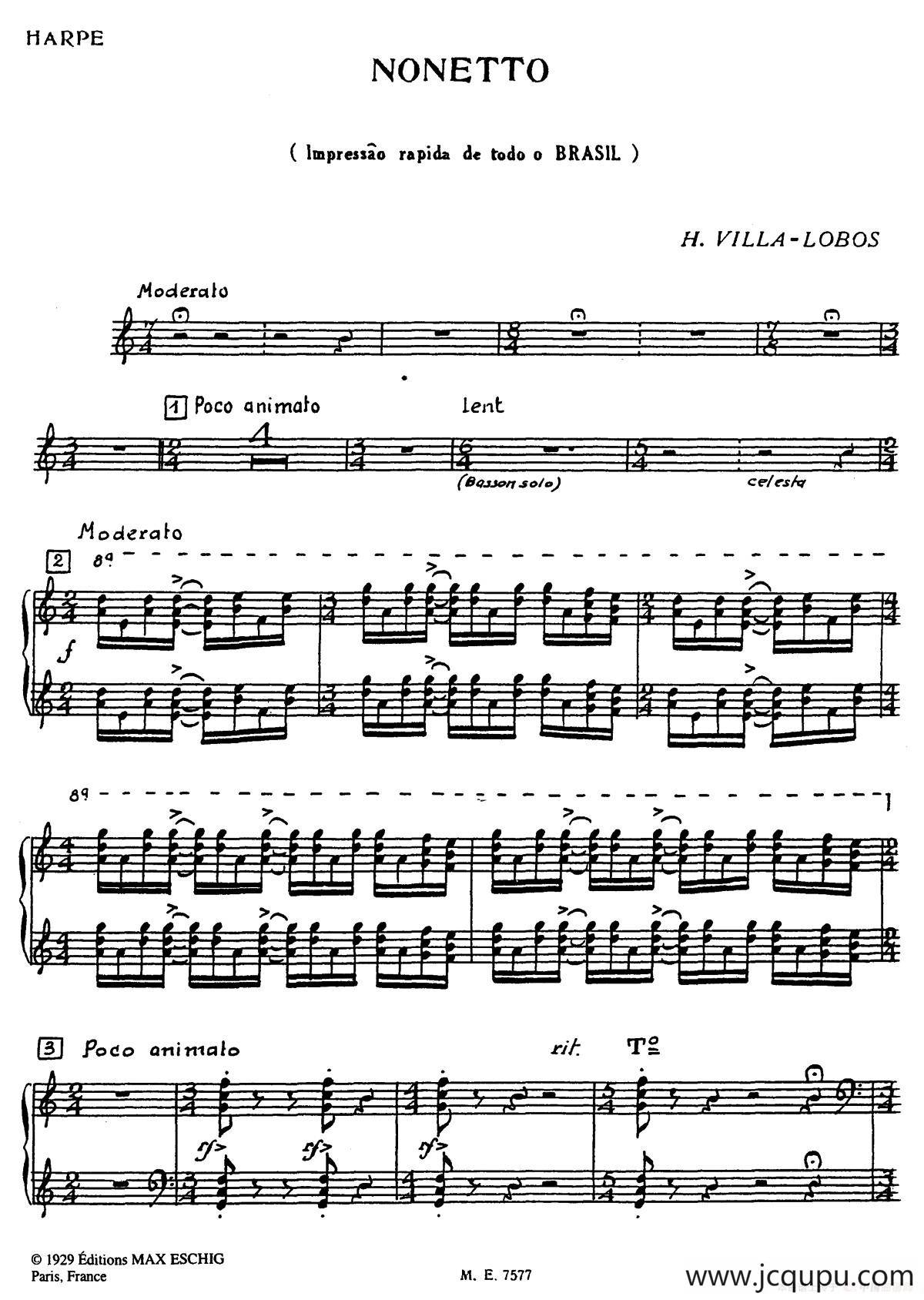 Nonetto（竖琴分谱）简谱