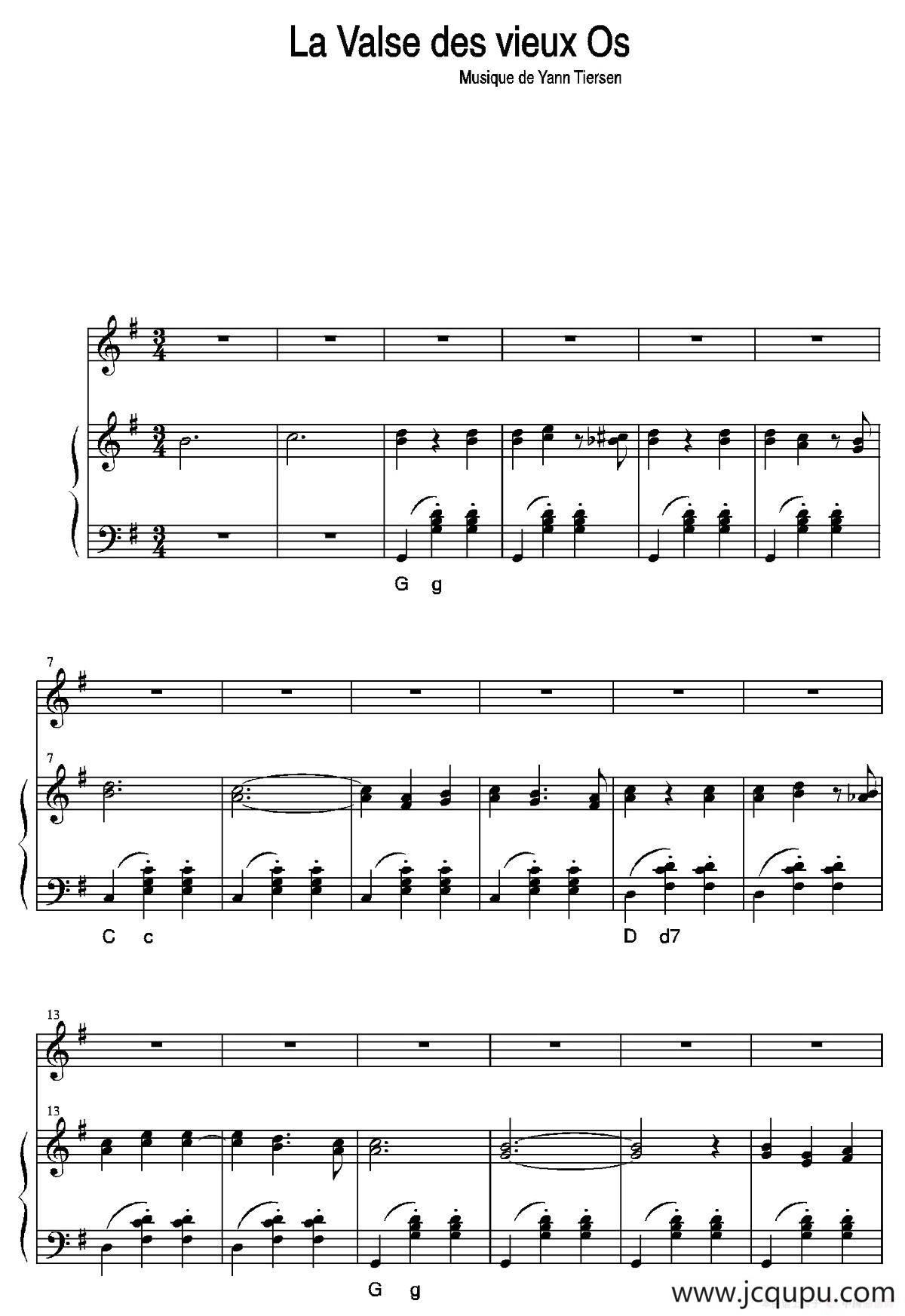 永恒华尔兹（​La Valse Des Vieux Os）简谱