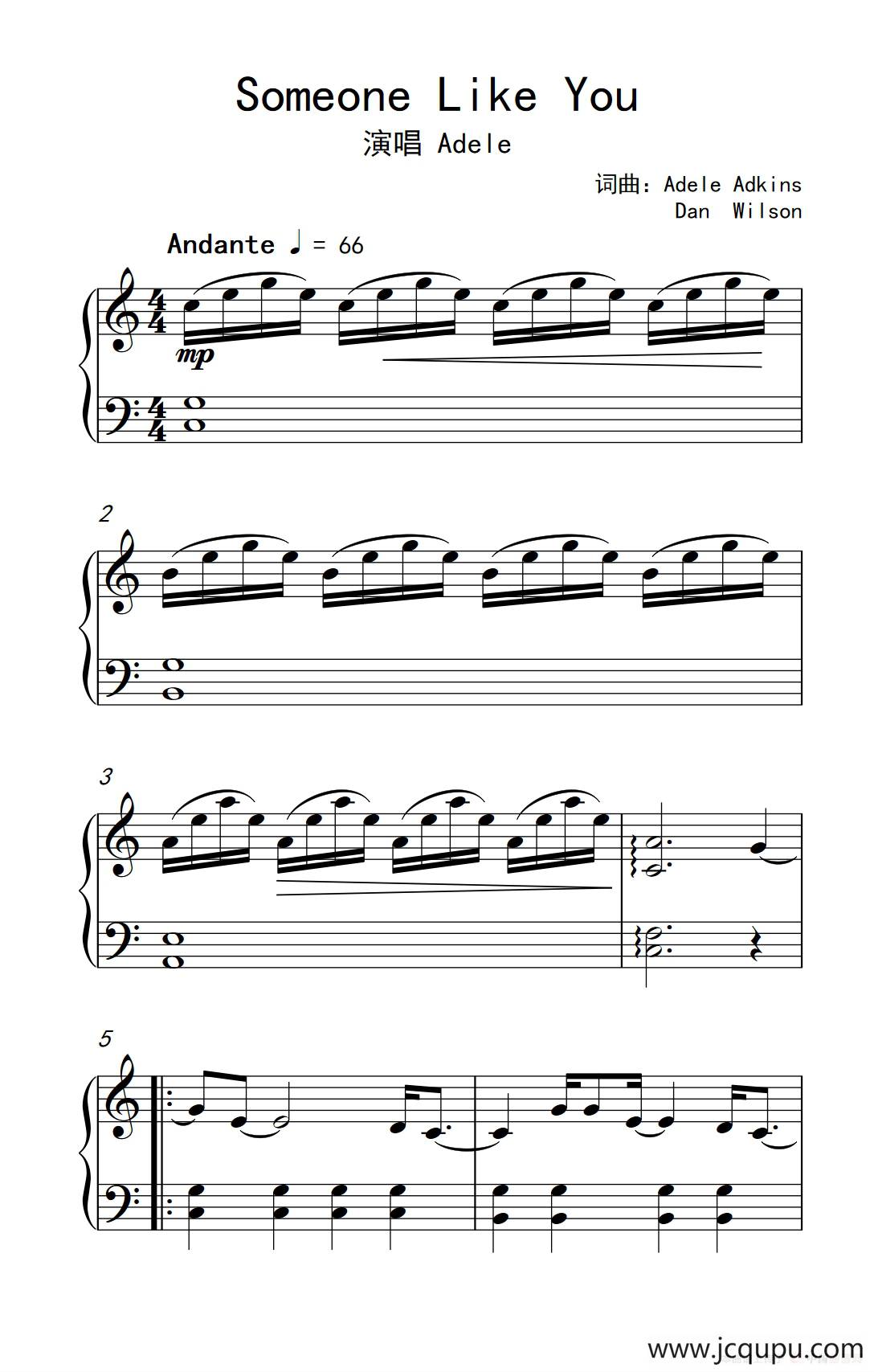 Someone Like You简谱