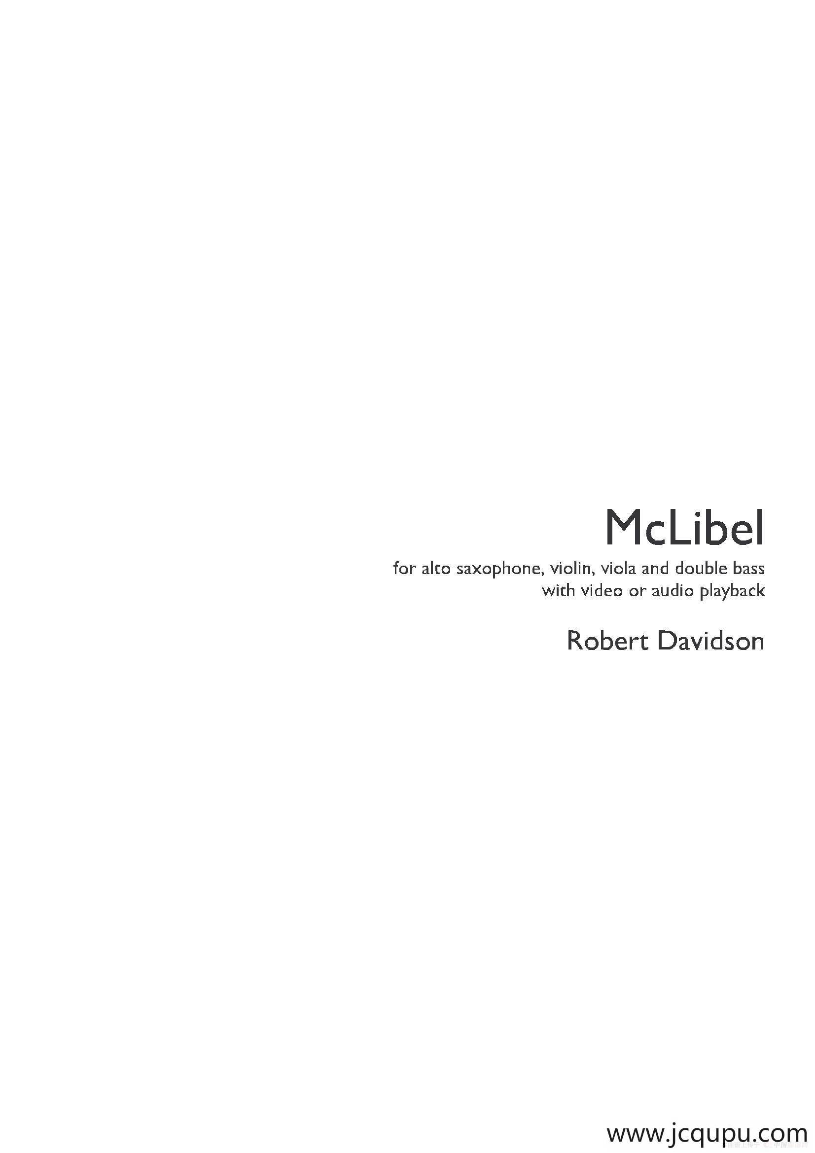 Mclibel（小提琴中提琴萨克斯声乐贝斯五重奏）简谱