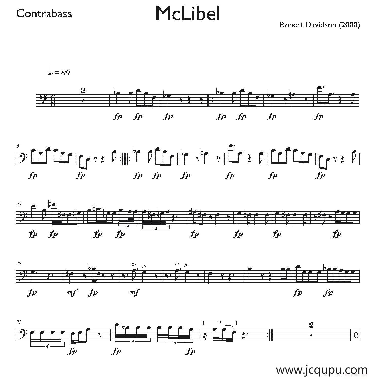 Mclibel（五重奏贝斯分谱）简谱