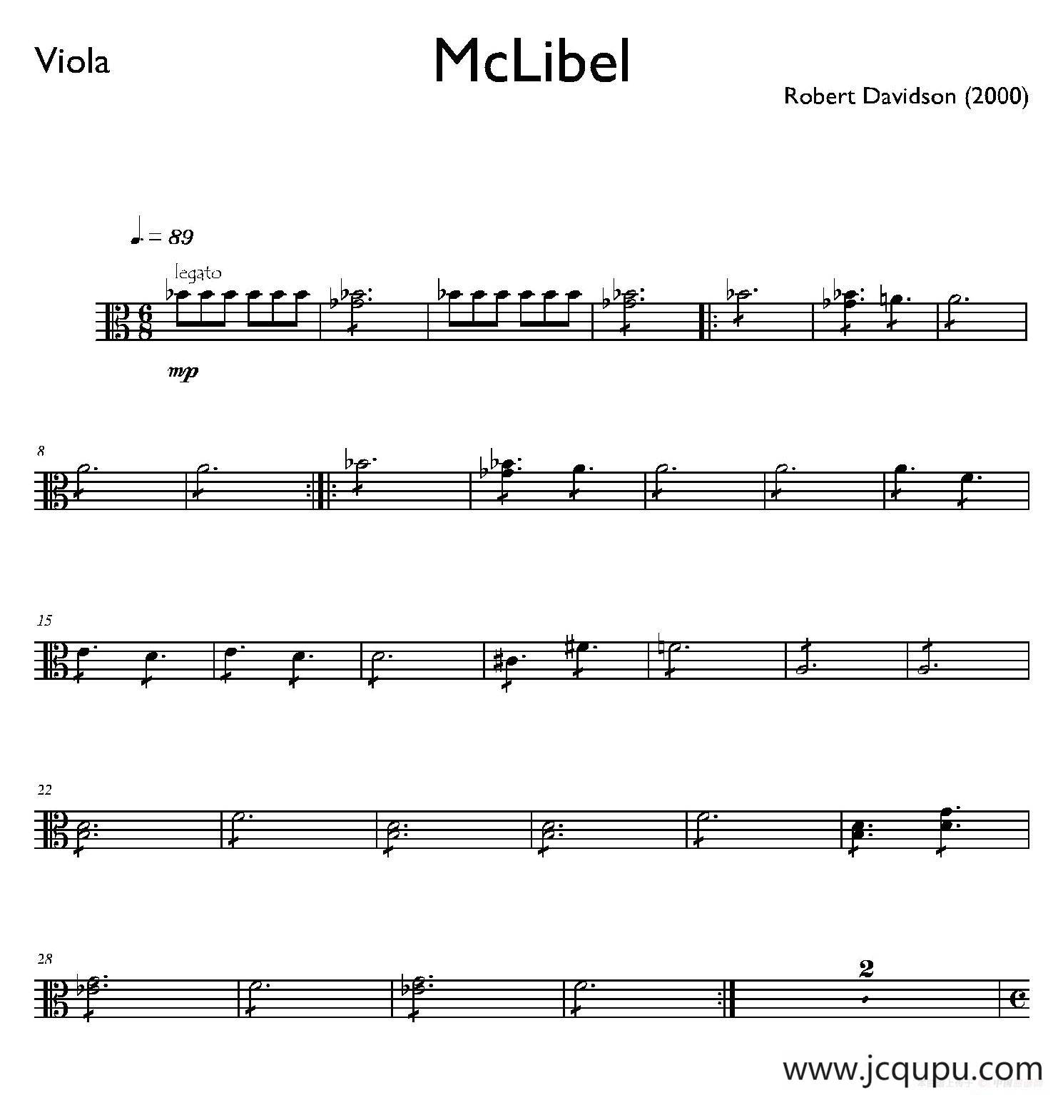 Mclibel（五重奏中提琴分谱）简谱