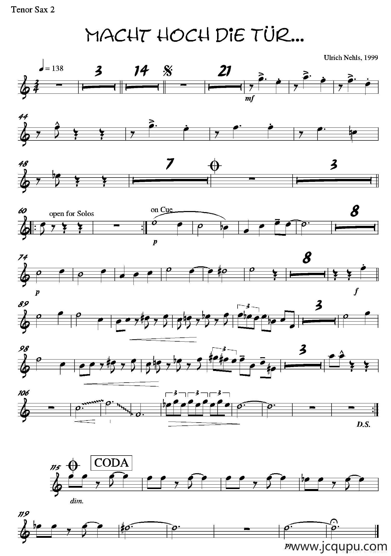 Macht Hoch Die Tru…（第二次中音萨克斯分谱）简谱