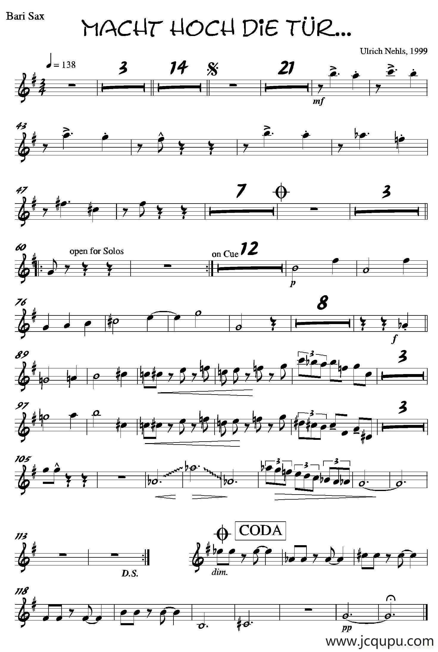 Macht Hoch Die Tru…（上低音萨克斯分谱）简谱