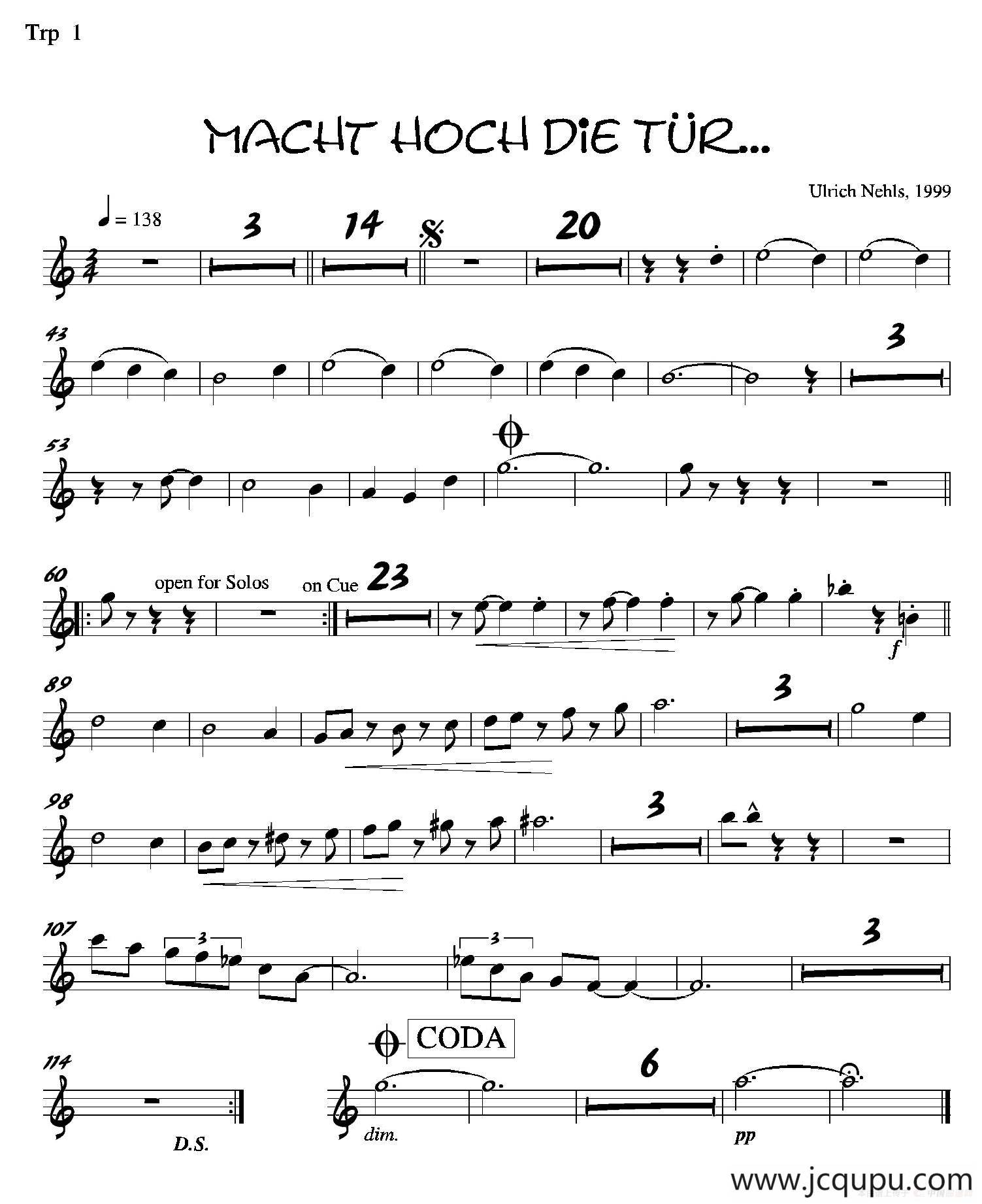 Macht Hoch Die Tru…（第一长号分谱）简谱