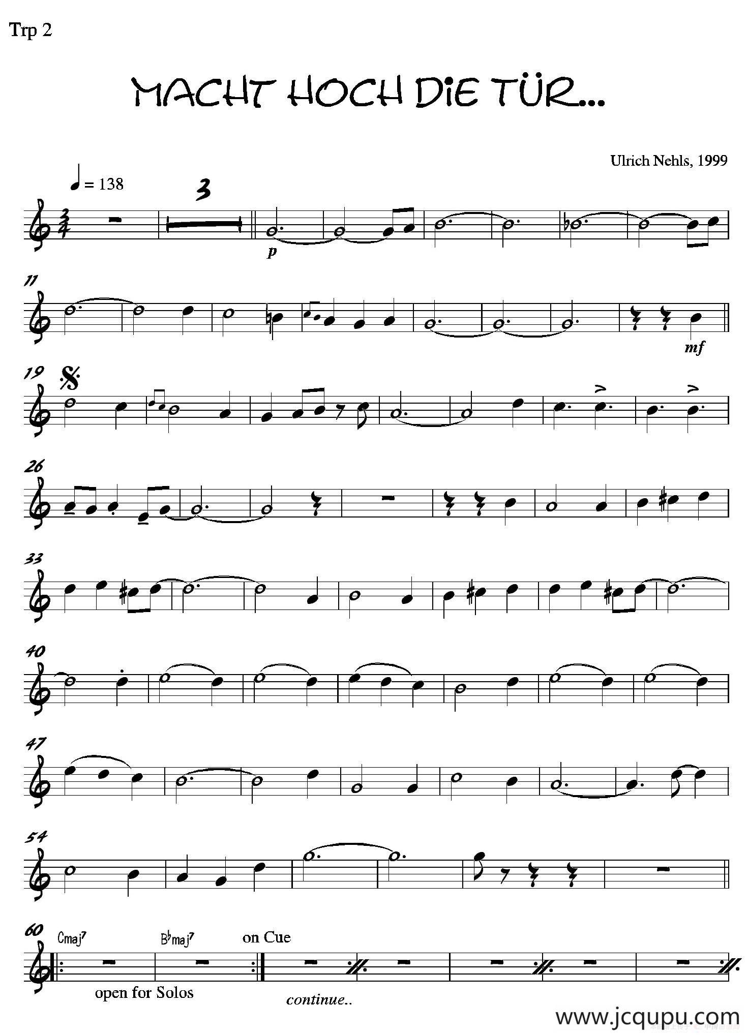 Macht Hoch Die Tru…（第二长号分谱）简谱