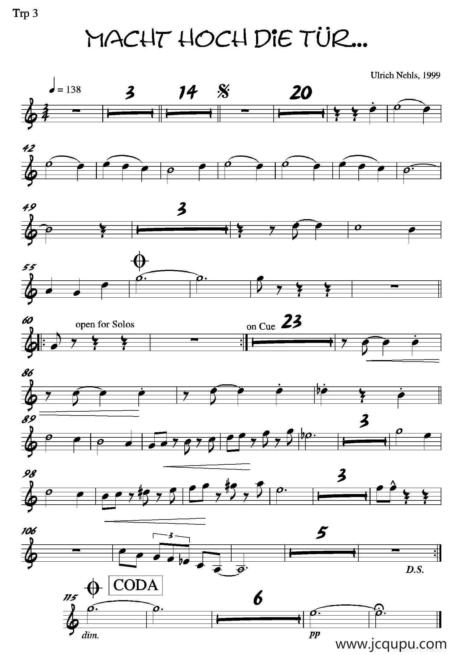 Macht Hoch Die Tru…（第三长号分谱）简谱