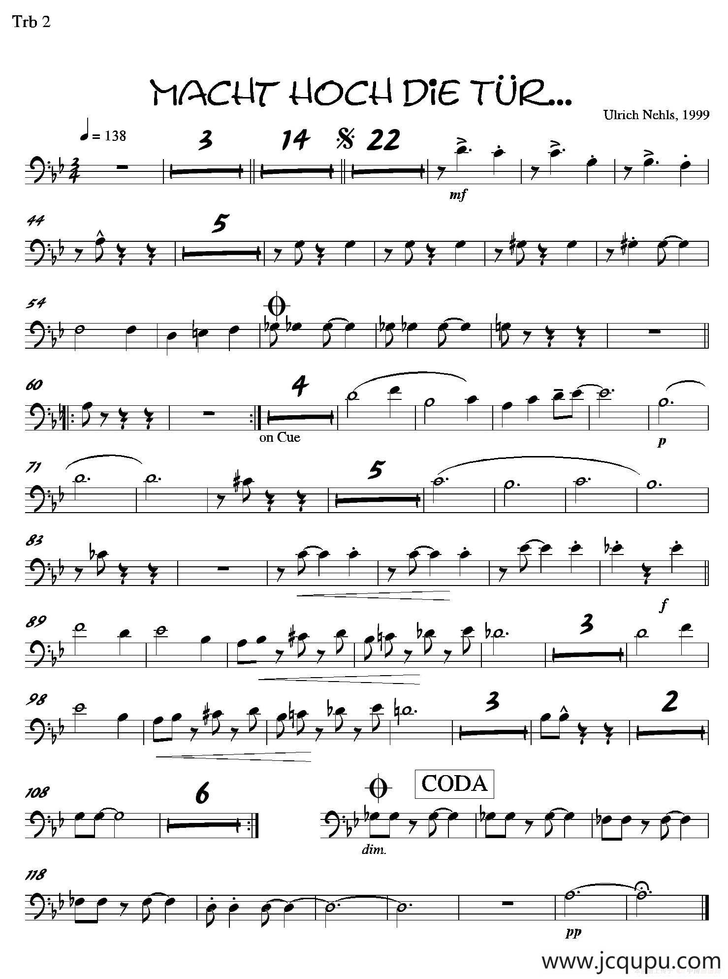 Macht Hoch Die Tru…（第二小号分谱）简谱