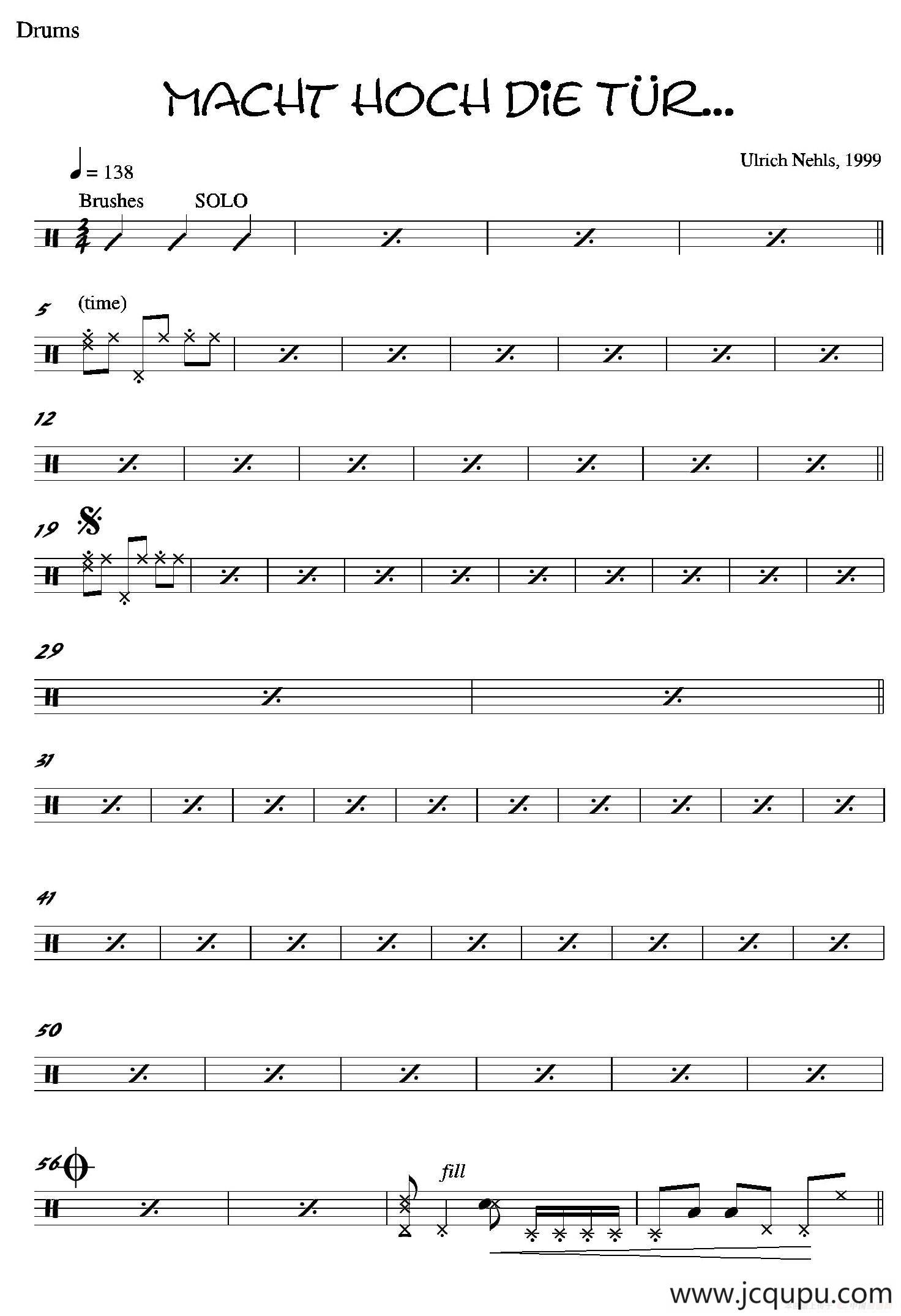 Macht Hoch Die Tru…（爵士鼓分谱）简谱