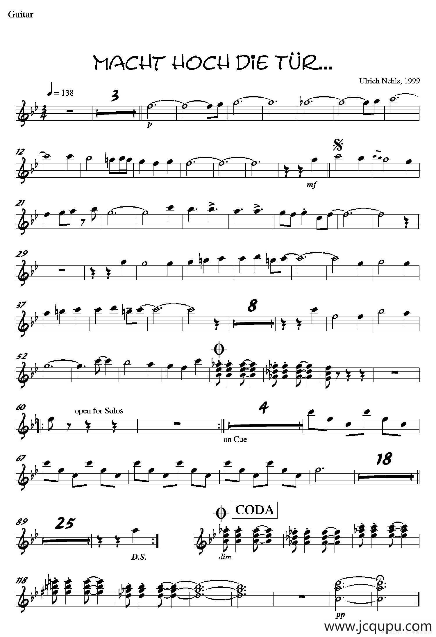 Macht Hoch Die Tru…（吉他分谱）简谱