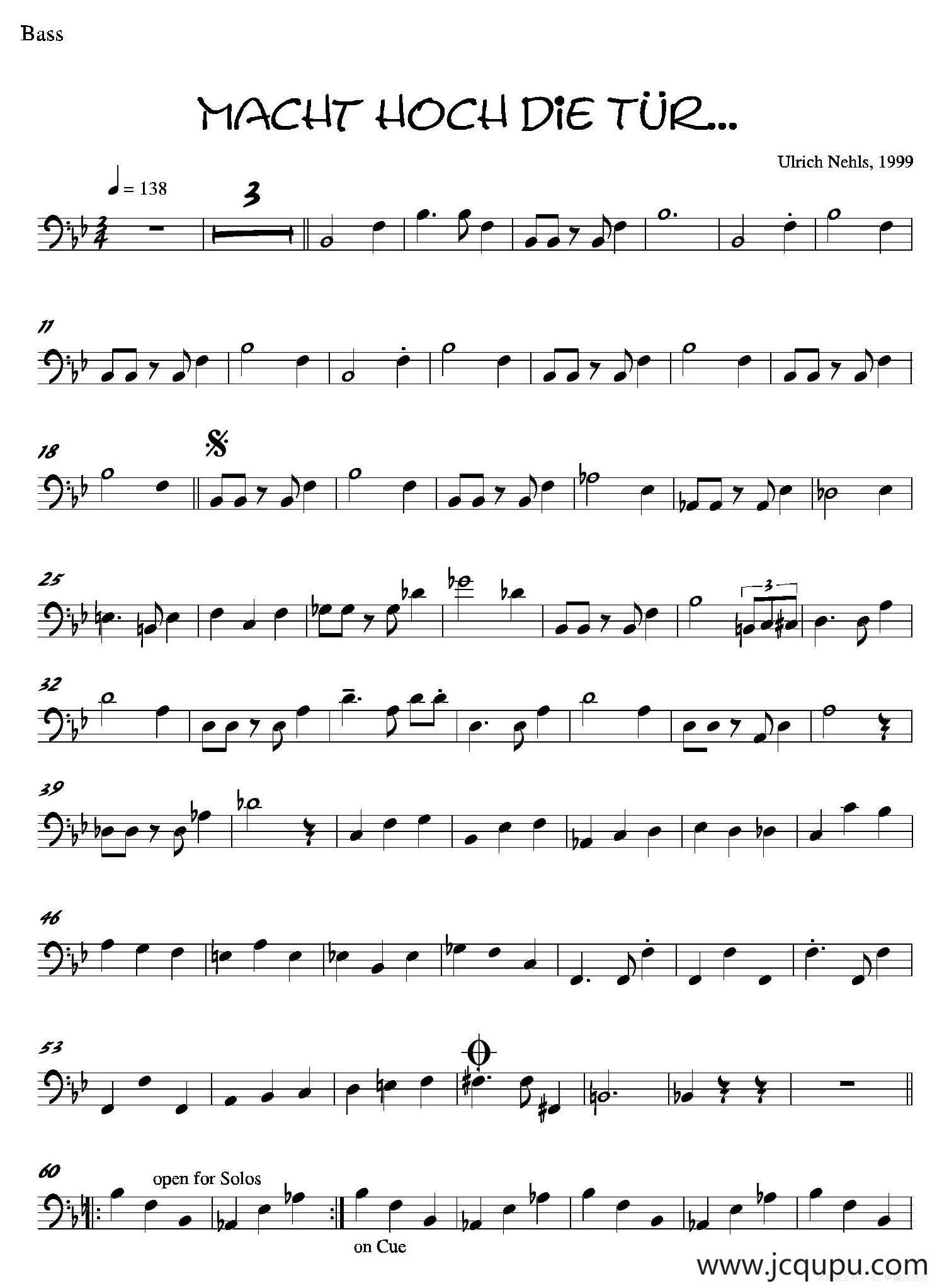 Macht Hoch Die Tru…（贝司分谱）简谱