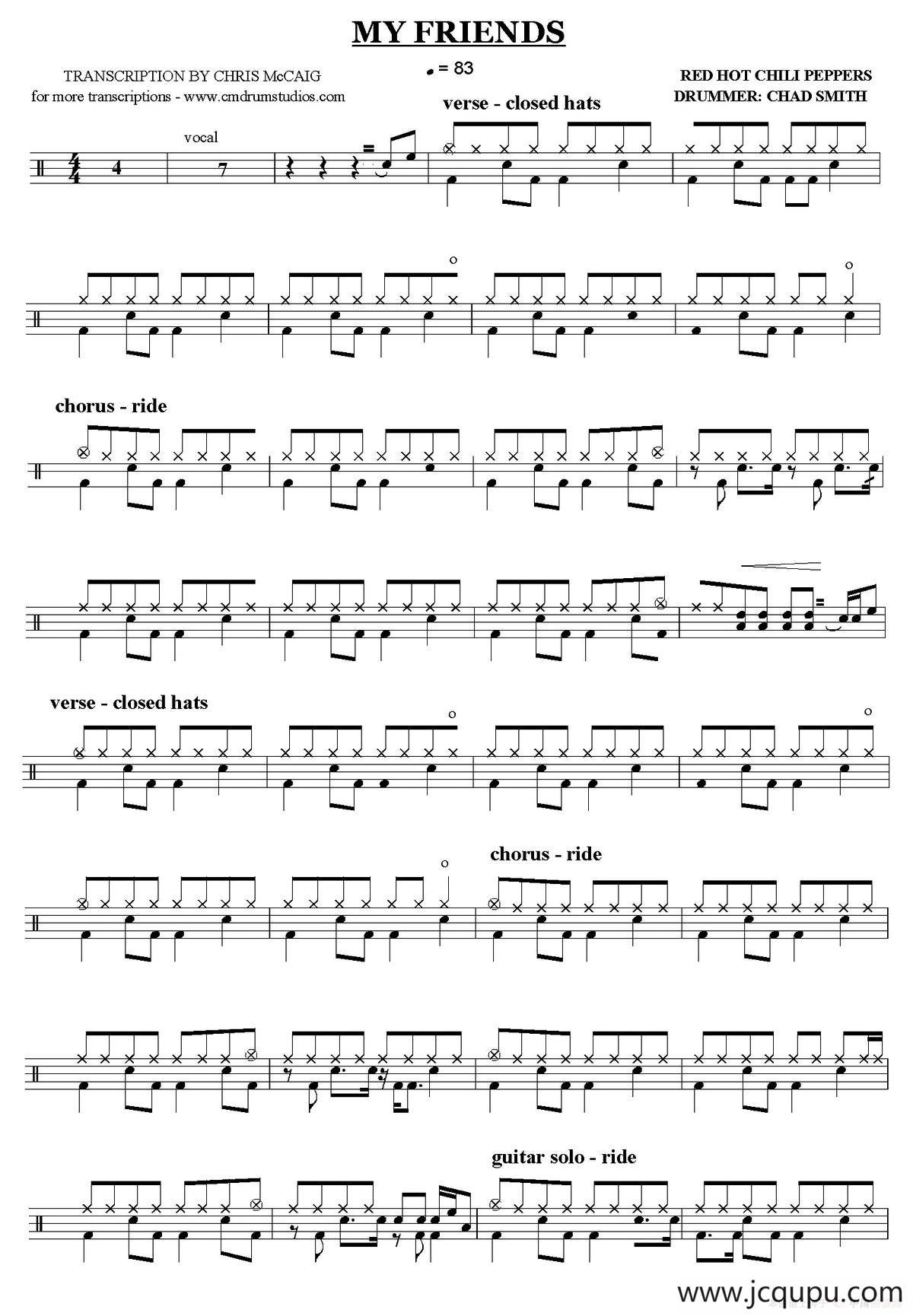 My Friends（鼓谱）简谱