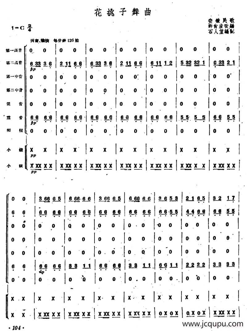花挑子舞曲（口琴与打击乐合奏）简谱
