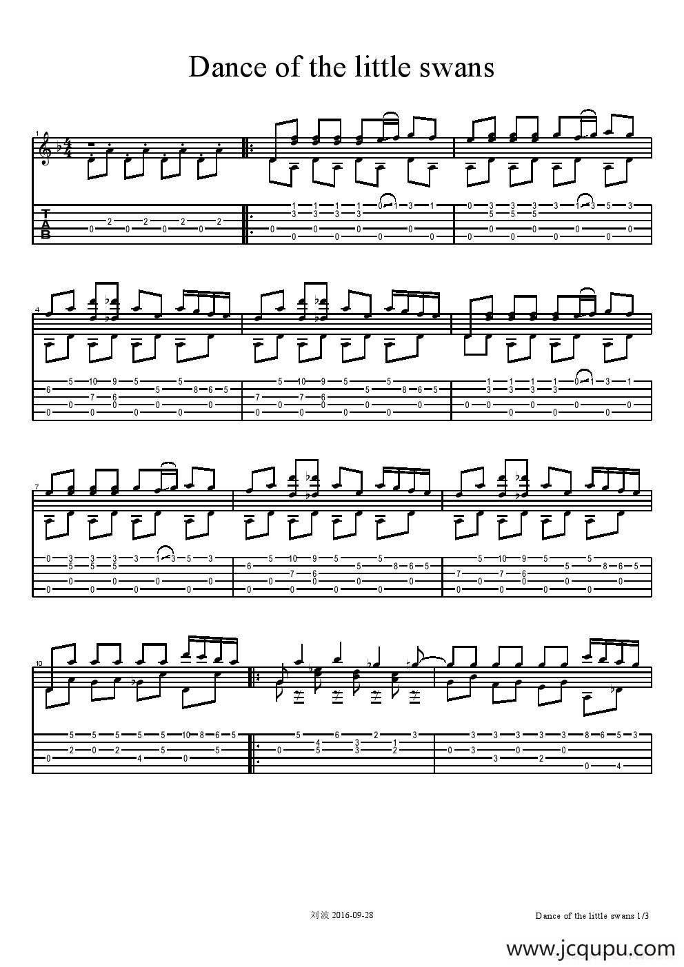 Dance of the little swans（五线谱+六线谱）简谱