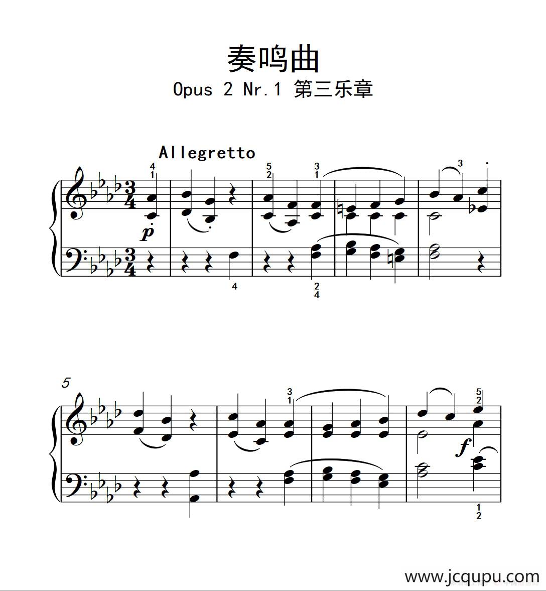 奏鸣曲 Opus 2 Nr.1 第三乐章（贝多芬奏鸣曲集 1）简谱