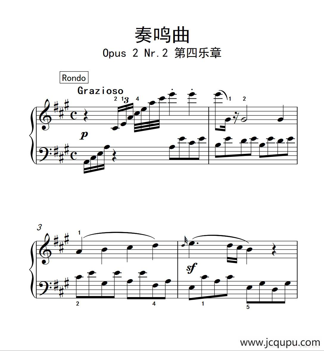 奏鸣曲 Opus 2 Nr.2 第四乐章（贝多芬奏鸣曲集 1）简谱