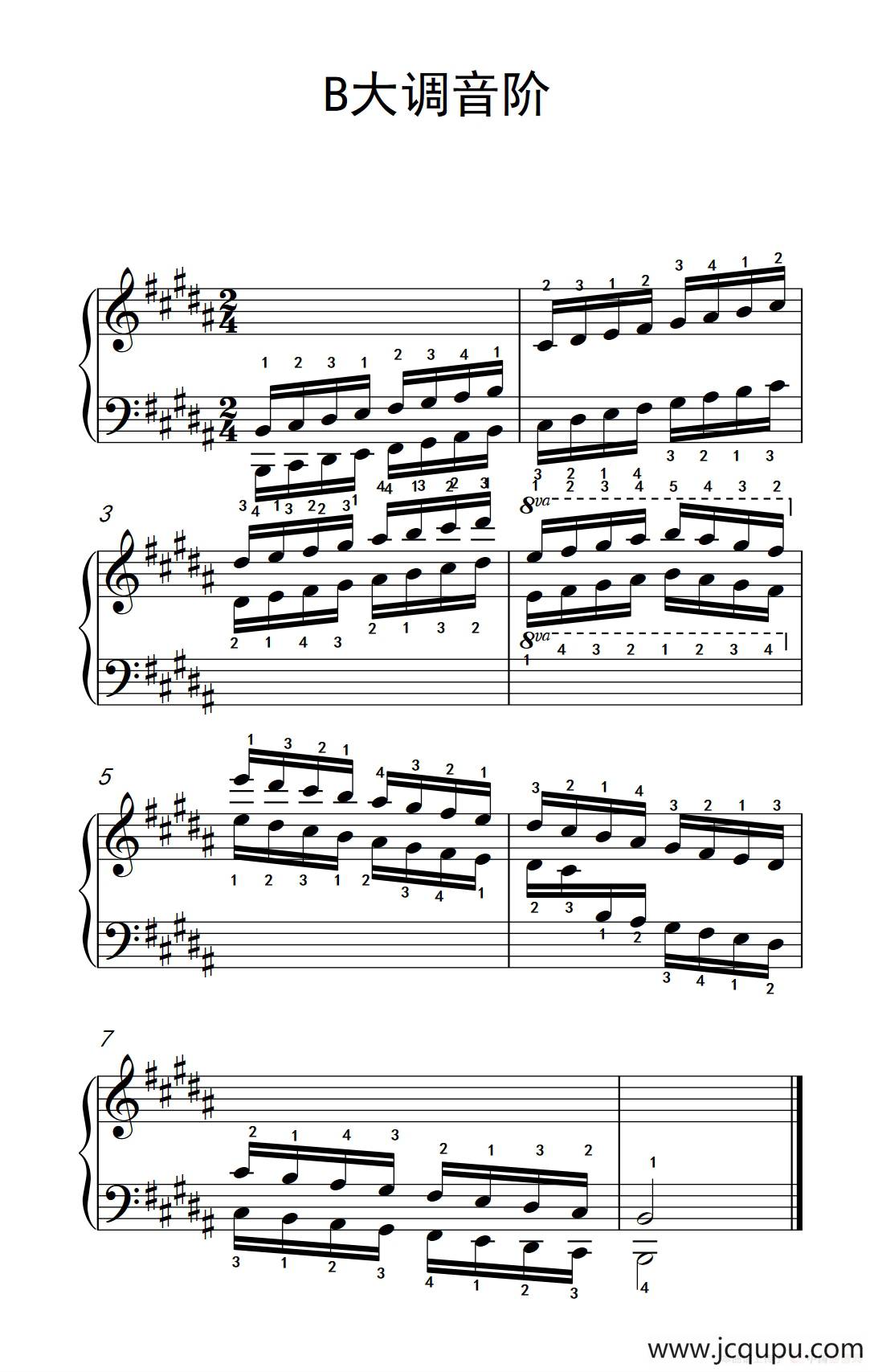 第七集11.B大调音阶（中央音乐学院 钢琴（业余）考级教程 7-9级）简谱