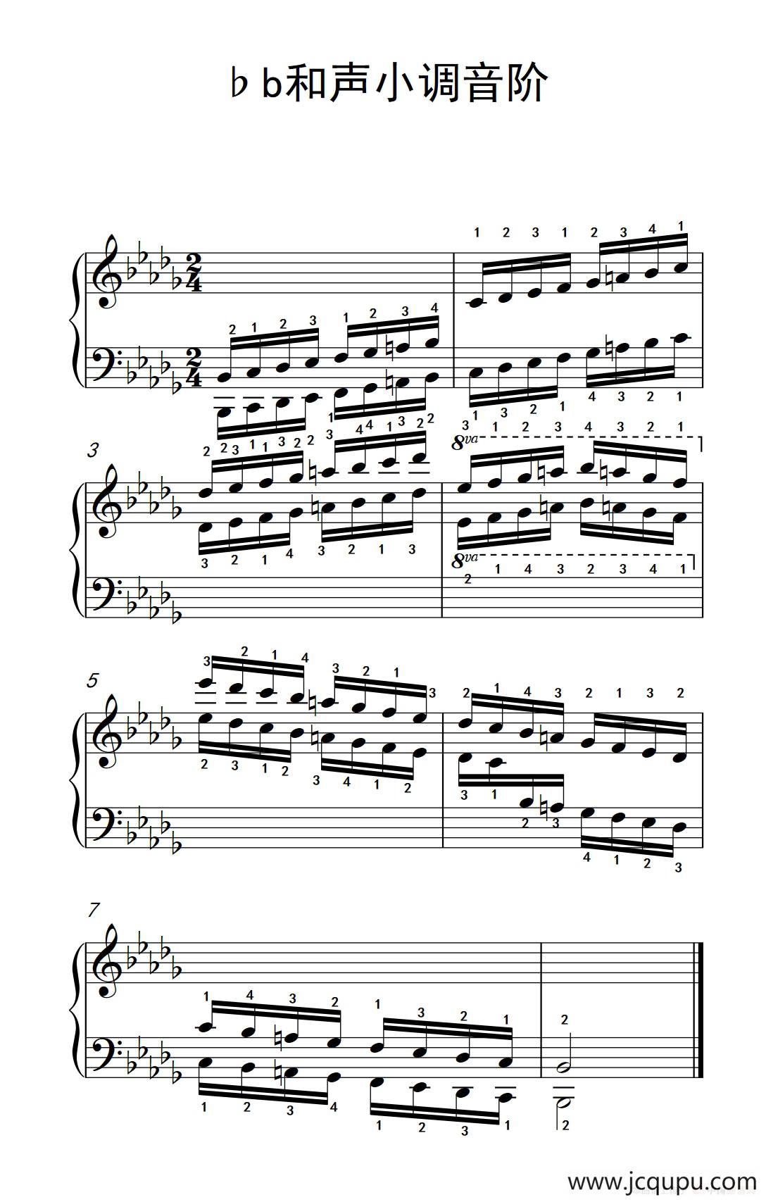 第七集22.♭b和声小调音阶（中央音乐学院 钢琴（业余）考级教程 7-9级）简谱