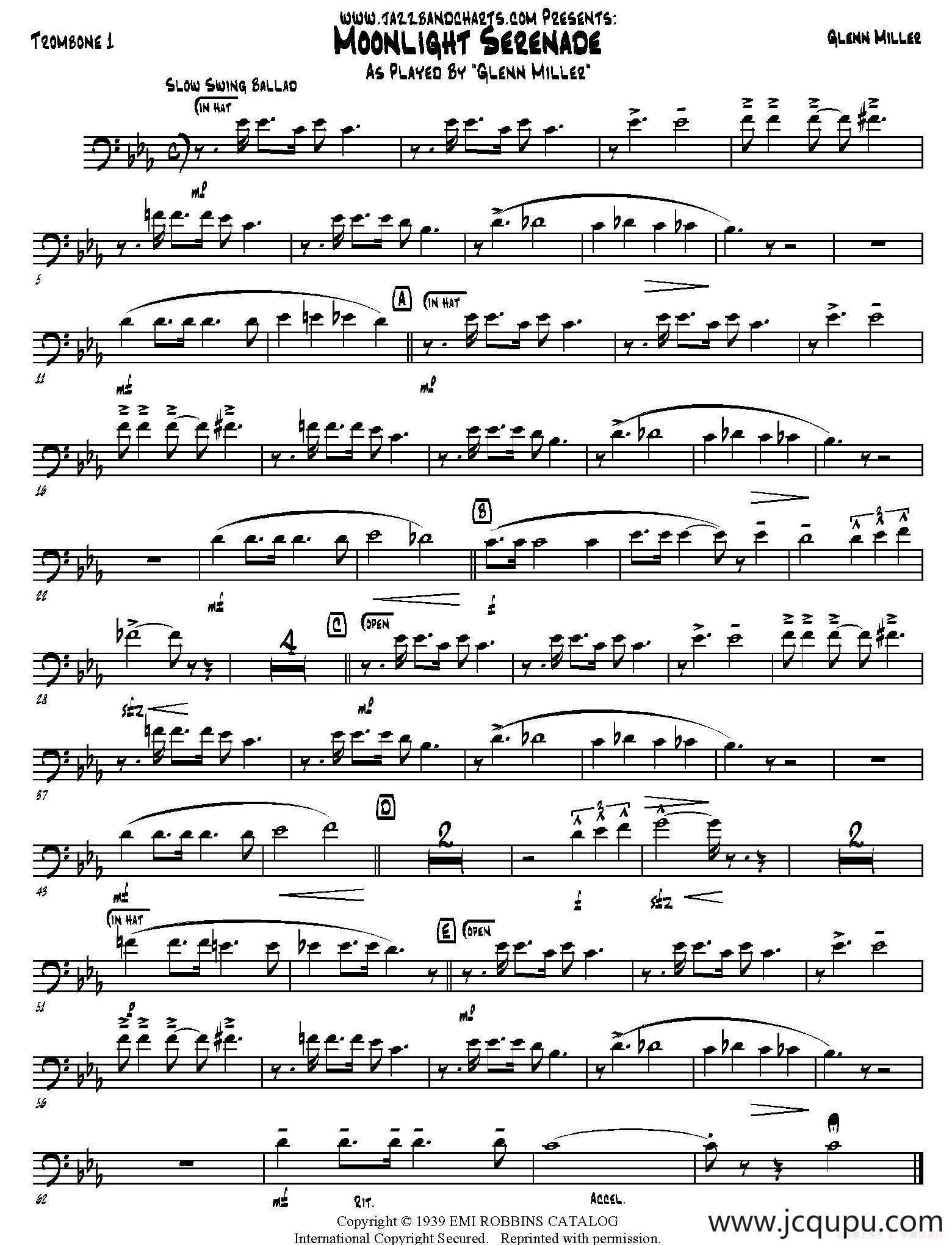 Moonlight Serenade（长号分谱）简谱