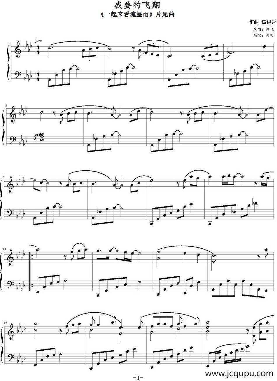 我要的飞翔（《一起来看流星雨》片尾曲）简谱