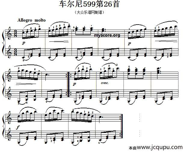 车尔尼599第26首曲谱及练习指导简谱