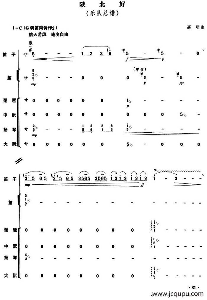 陕北好（民乐队总谱）简谱