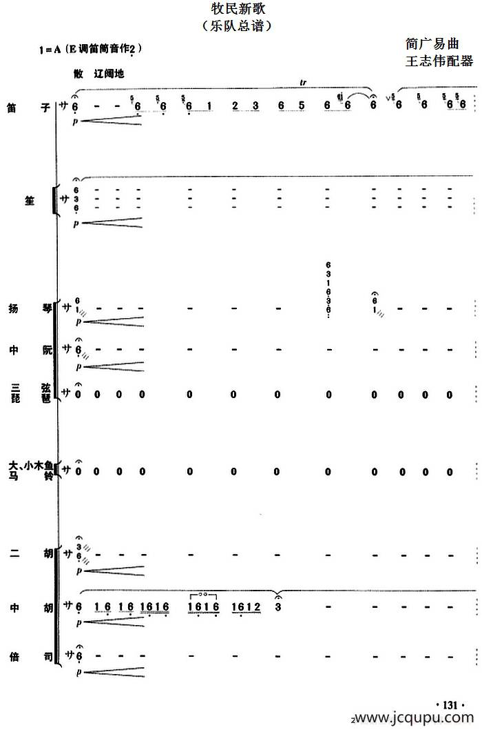 牧民新歌（民乐队总谱）简谱
