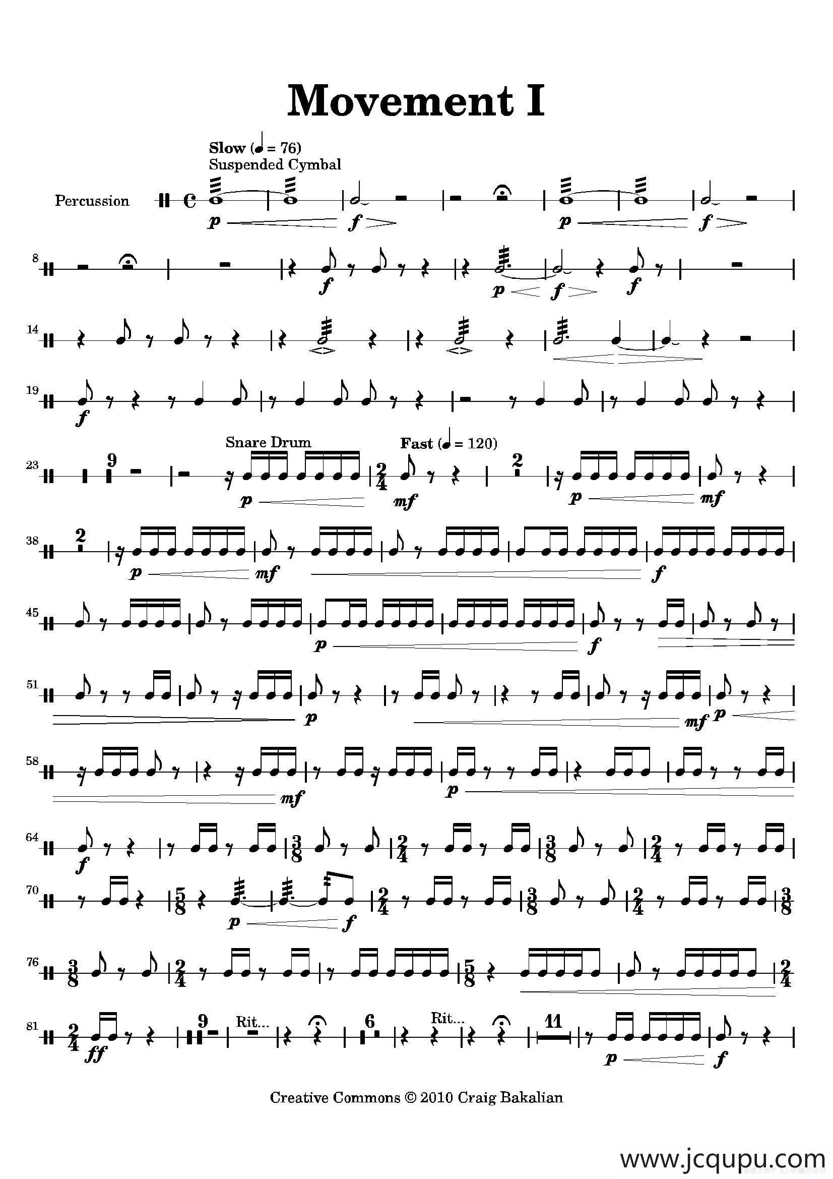 Movement（萨克斯四重奏与打击乐）（打击乐分谱）简谱