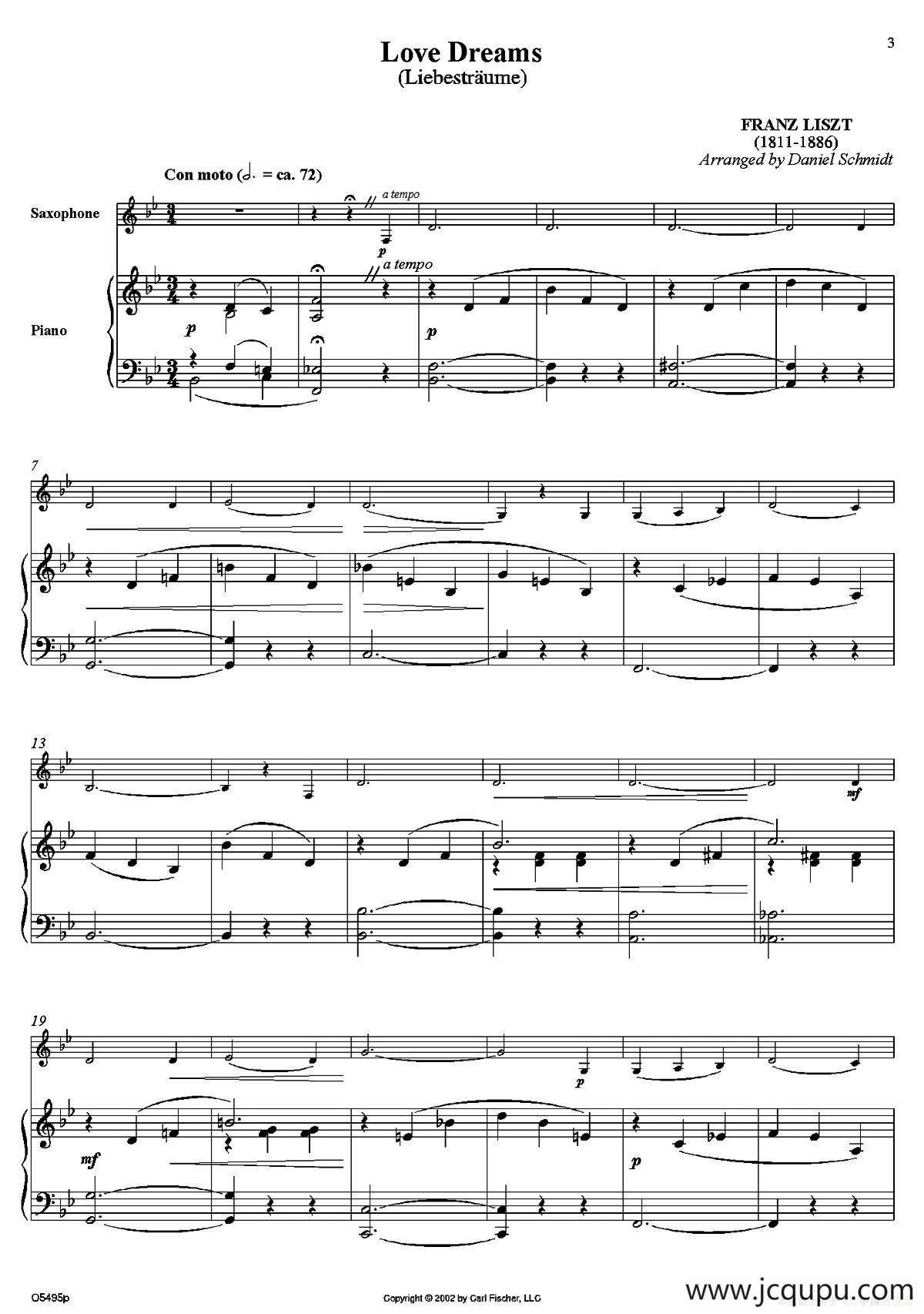 Love Dreams（萨克斯+钢琴伴奏）简谱