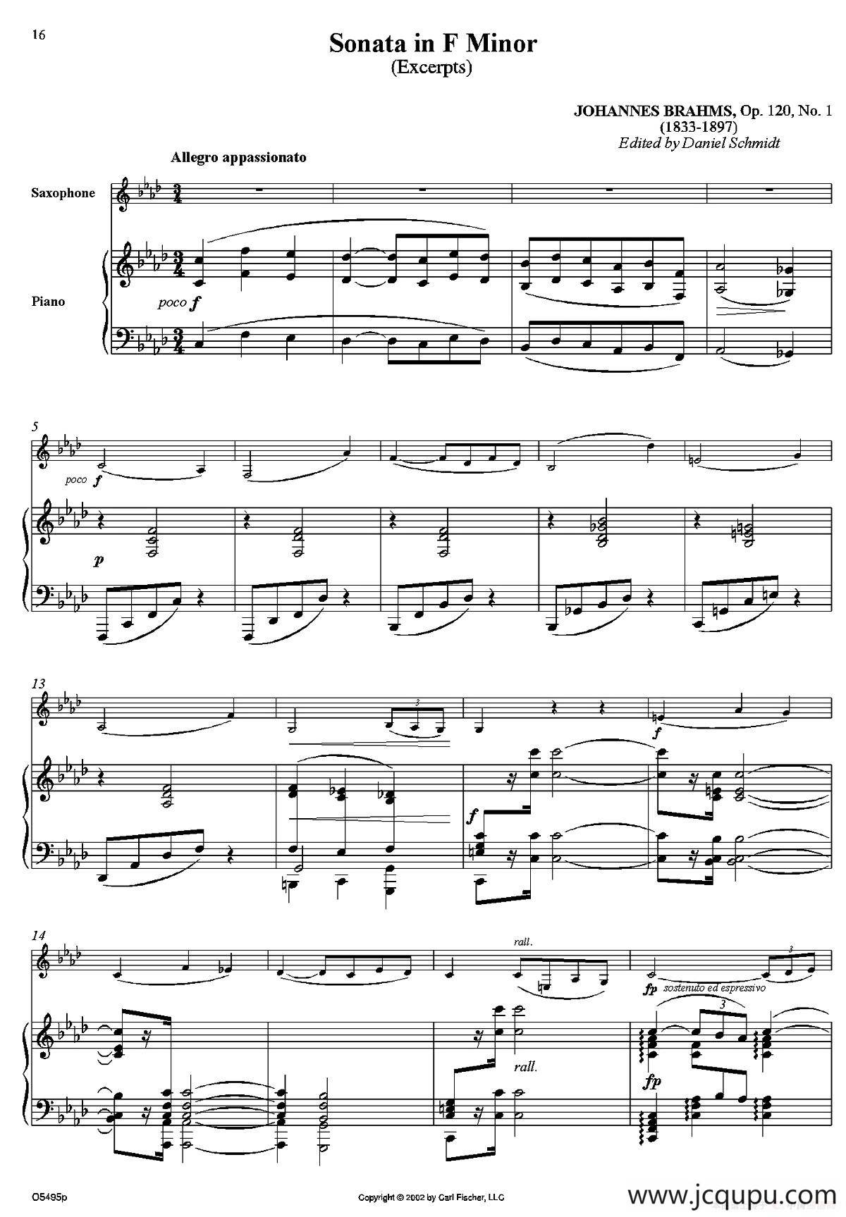 Sonata in F Minor（萨克斯+钢琴伴奏）简谱