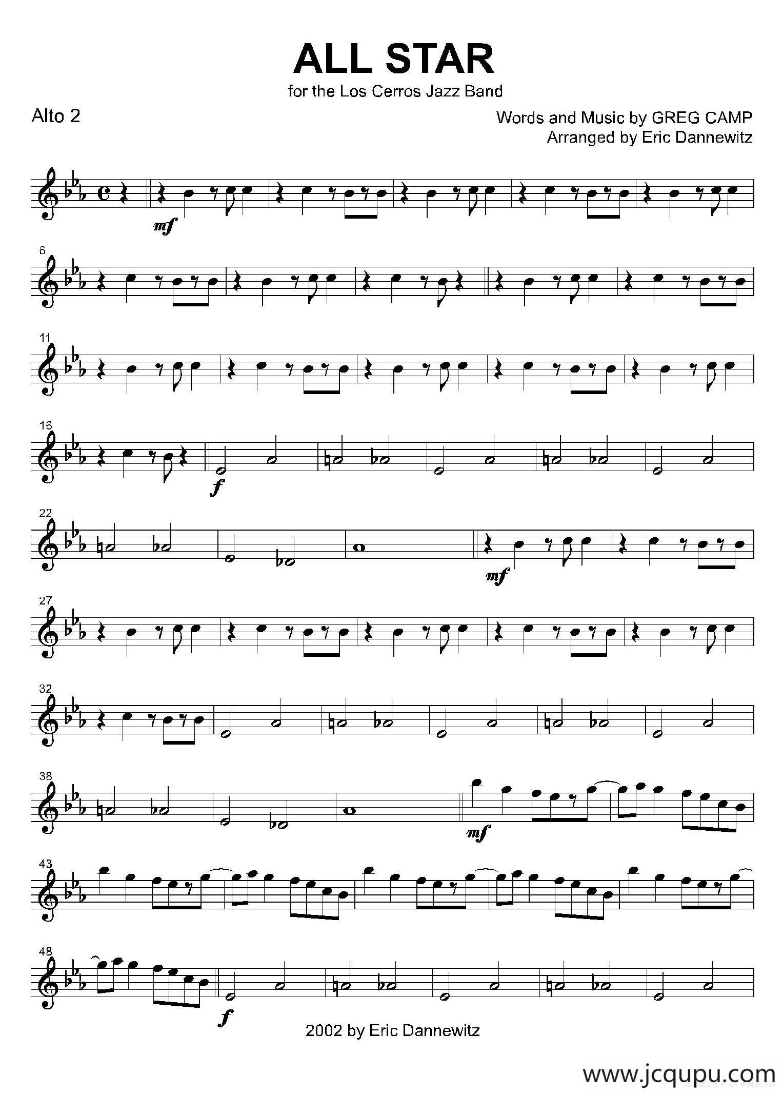 ALL STAR（2支中音萨克斯分谱）简谱