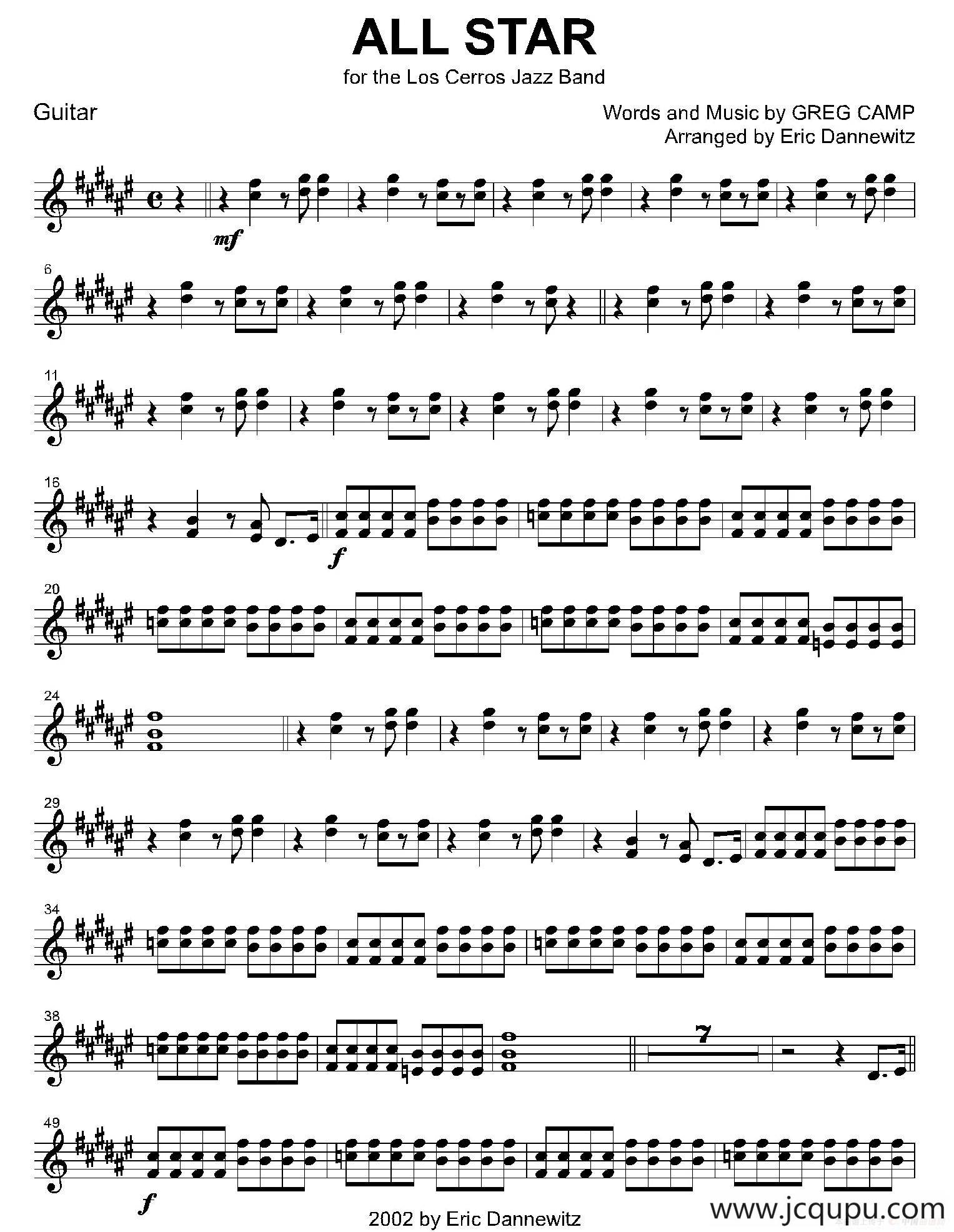 ALL STAR（吉他分谱）简谱