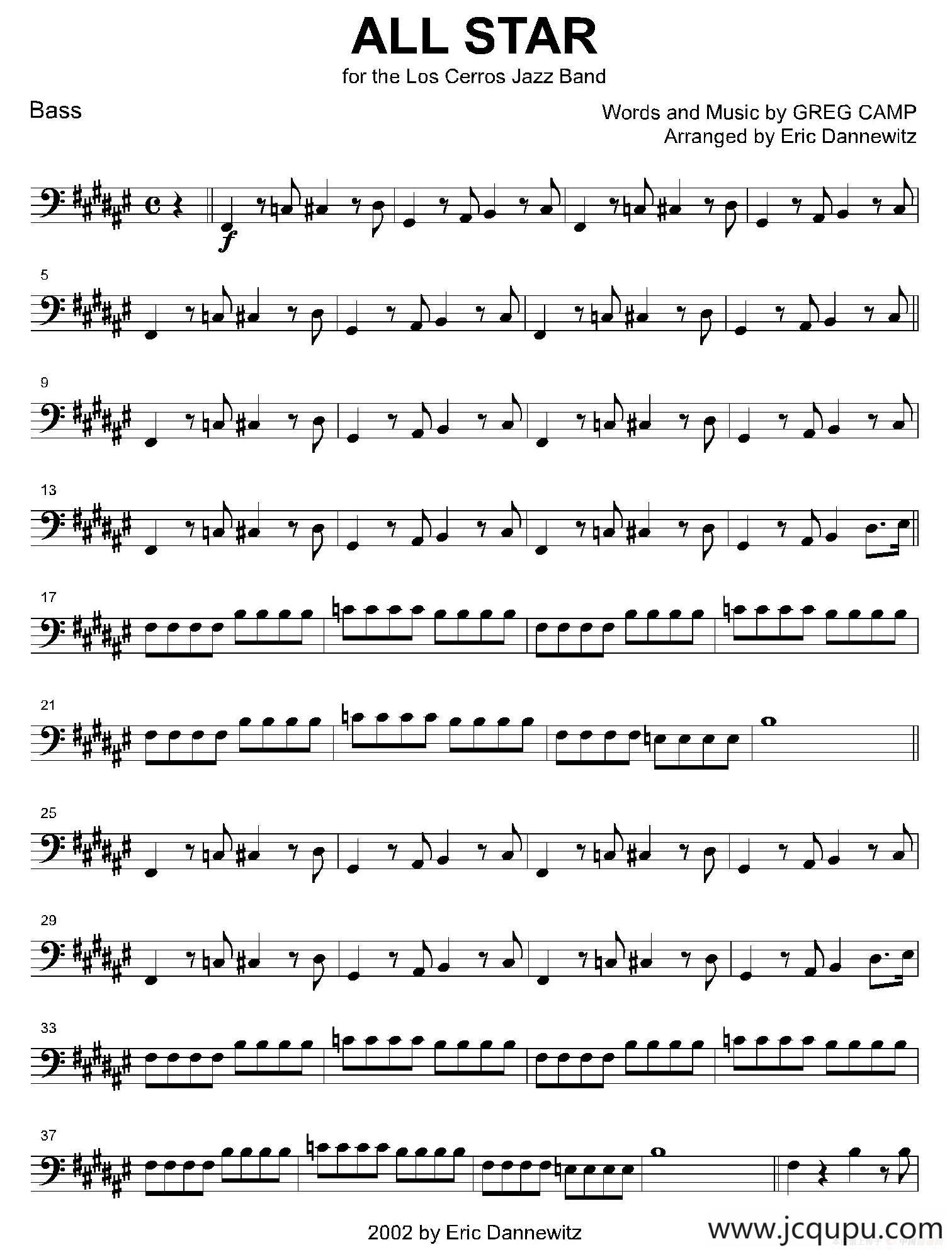 ALL STAR（贝司分谱）简谱