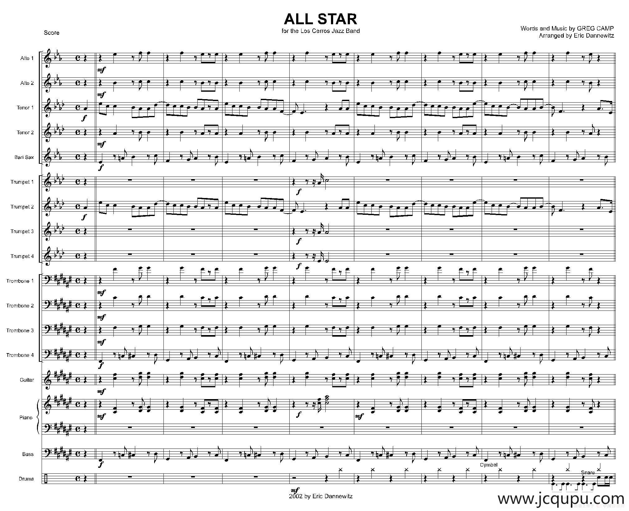ALL STAR（爵士乐队总谱）简谱