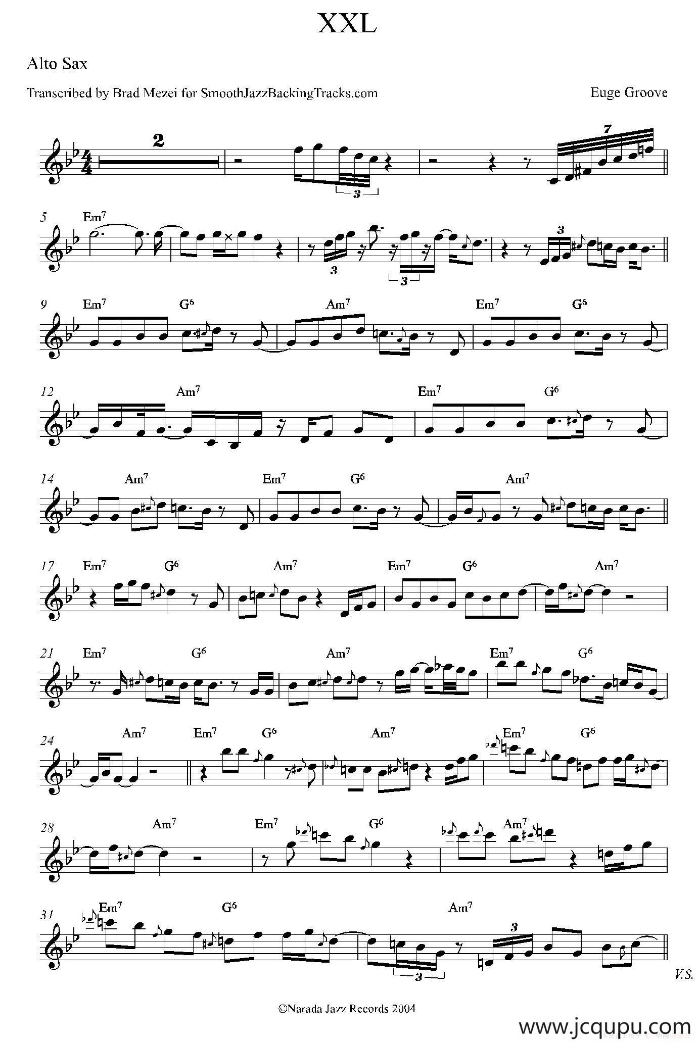 XXL（中音萨克斯谱）简谱