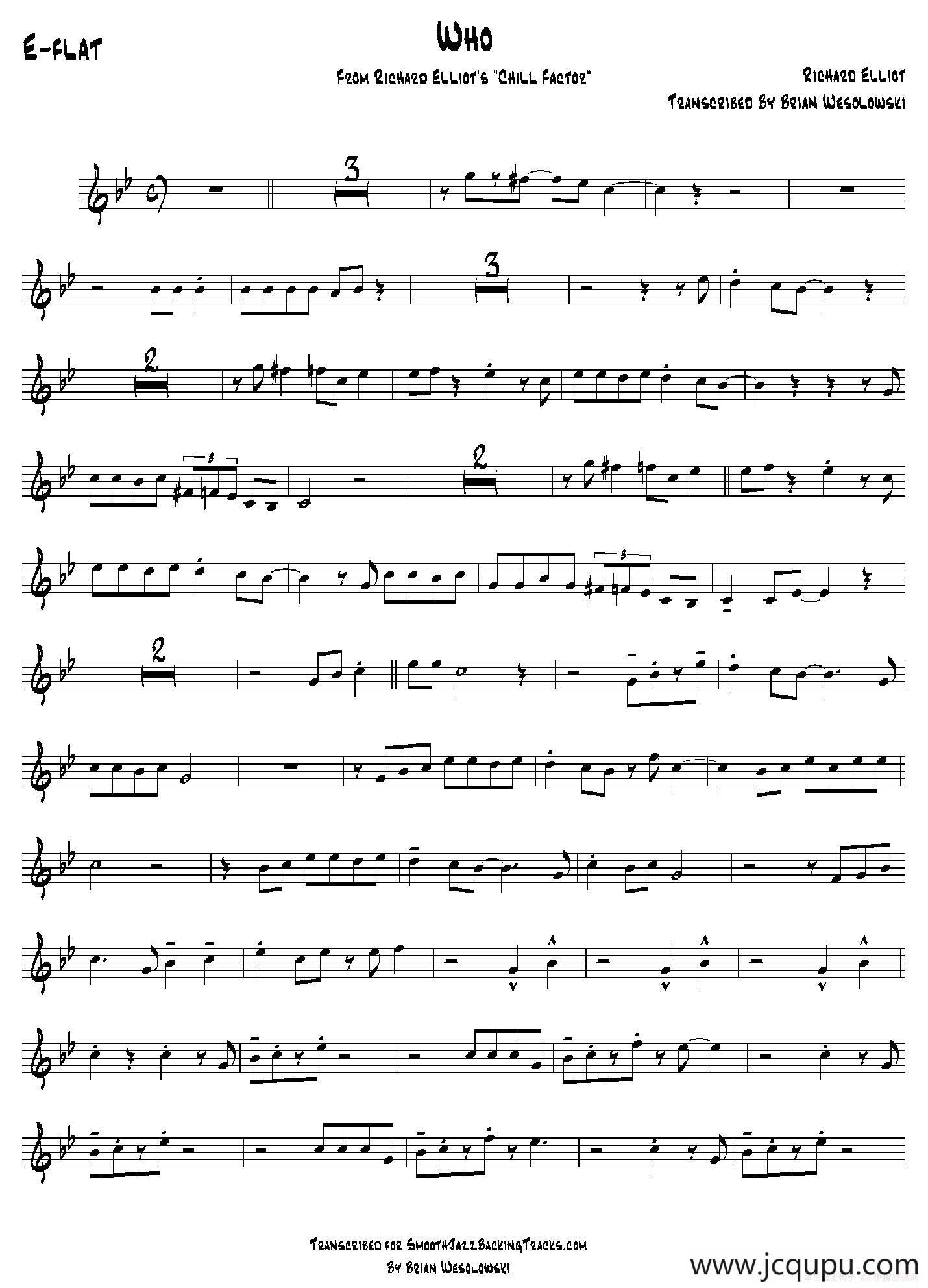 Who（中音萨克斯）简谱