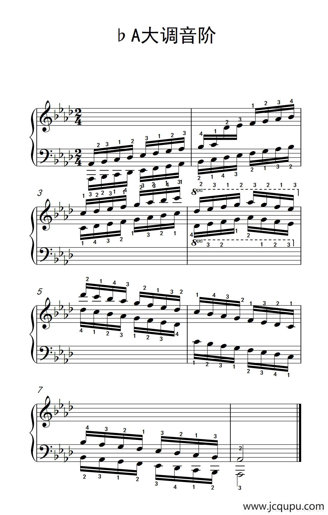 第八级19.♭A大调音阶（中央音乐学院 钢琴（业余）考级教程 7-9级）简谱