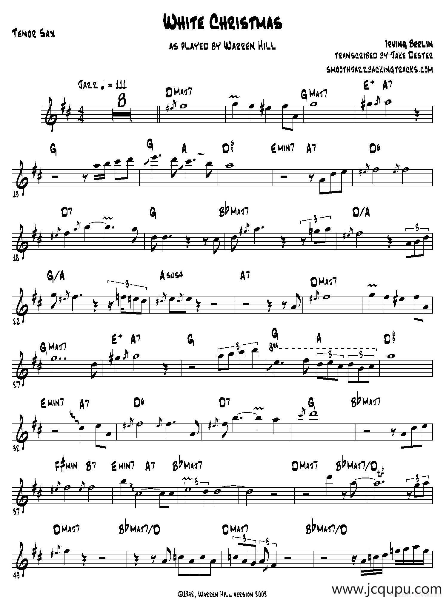 White Christmas（次中音萨克斯）简谱